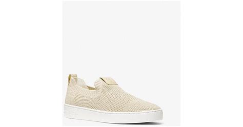 michael michael kors juno logo sneaker|Juno Metallic Stretch Knit Slip.